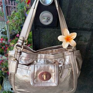 RARE Vintage Coach Legacy Soho Embossed Signature C Rose Gold Leather Bag 13608